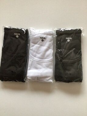 HAUS Premium Fitted Tank Tops 3 Pack-Black, White, & Grey-Size XL